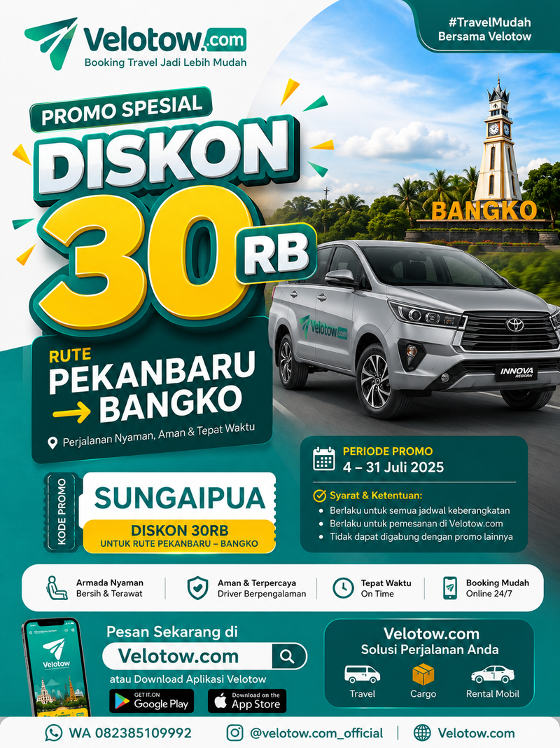 Travel Pekanbaru Bangko - Promo Tiket Murah, Pesan Mudah di Velotow.com